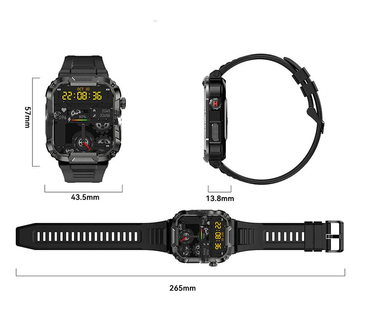 MK66 Smart Watch with Bluetooth Call & Large Battery